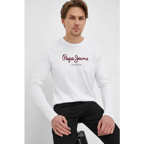 Pepe Jeans Bombažna majica z dolgimi rokavi Eggo Long N bela barva