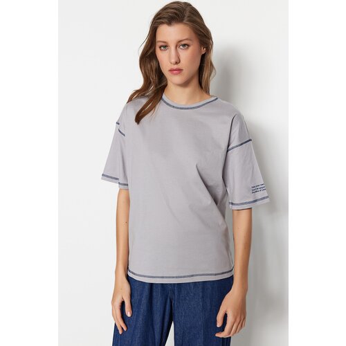Trendyol T-Shirt - Gray - Relaxed fit Slike