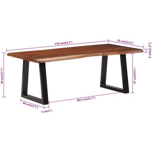  Stolić za kavu boja meda 110 x 55 x 40 cm masivno drvo bagrema Slike