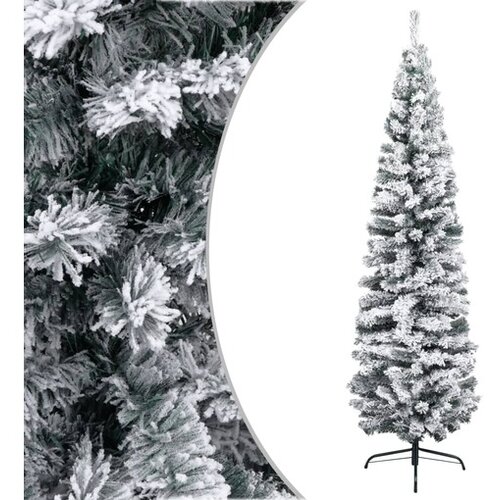  Ozka umetna novoletna jelka s snegom zelena 240 cm PVC Cene