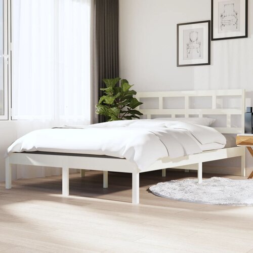 VidaXL Okvir za krevet od masivnog drva bijeli 135x190 cm 4FT6 bračni Slike