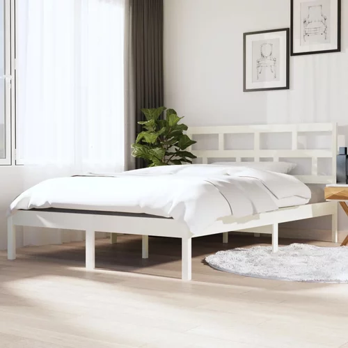 vidaXL Okvir za krevet od masivnog drva bijeli 135x190 cm 4FT6 bračni