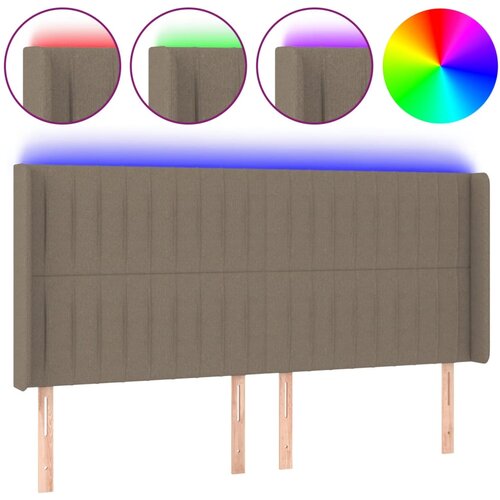 Maison Chic led posteljno vzglavje - vzglavna omarica - nočna omarica taupe 183x16x118/128 cm blago, (21706175) Slike