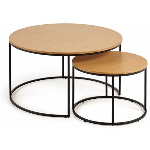Kave Home Okrogle mizice v kompletu 2 kos s hrastovo ploščo ø 80 cm Yona - Kave Home Cene