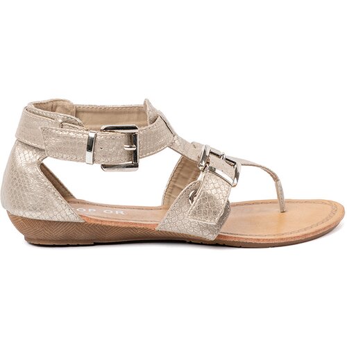 Shelvt Light beige sandals with a snakeskin motif Cene