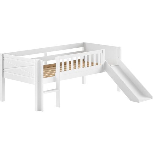 Vipack Bela dvignjena otroška postelja iz masivnega bora z letvenim dnom 90x200 cm Scott – Cene