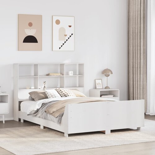 vidaXL Posteljni okvir brez vzmetnice bel 160x200 cm trdna borovina Cene