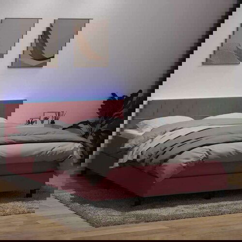  Box spring postelja z vzmetnico roza 140x210 cm žamet, (21791926) Cene