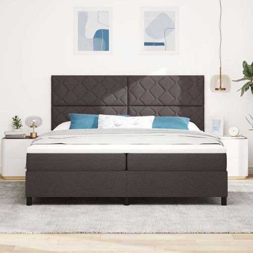VidaXL Krevet s box springom i madracem tamnosmeđi 200x200 cm tkanina Slike