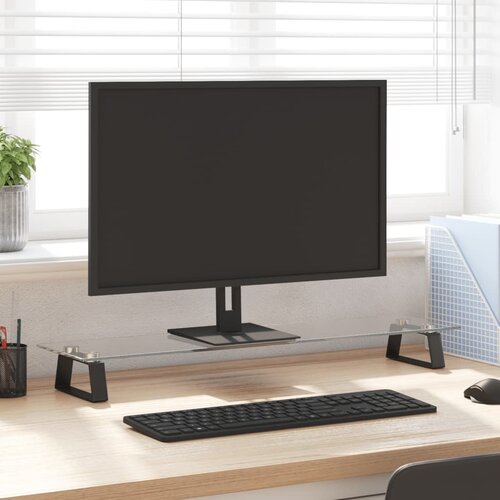  Stalak za monitor crni 80 x 20 x 8 cm kaljeno staklo i metal Cene