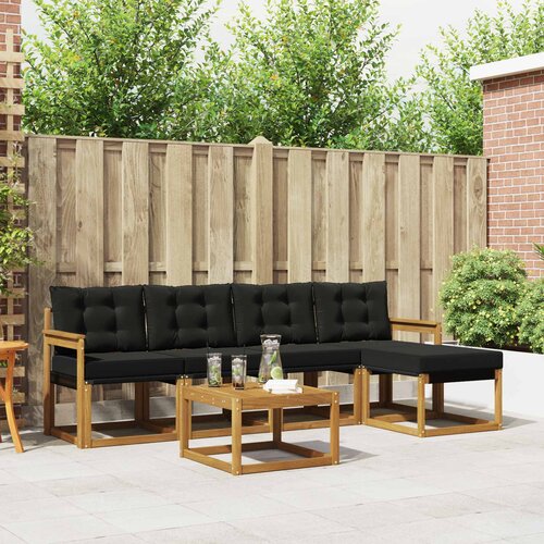 Set vanjskih sofa 6 kom. Prirodna i crna Cene