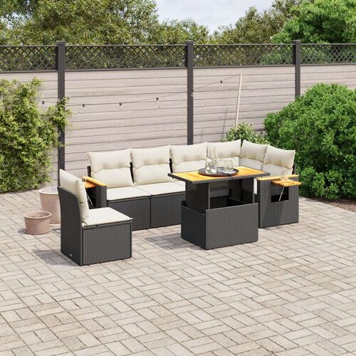 vidaXL 7-dijelni set vrtnih sofa od poliratana s jastucima crni Cijene
