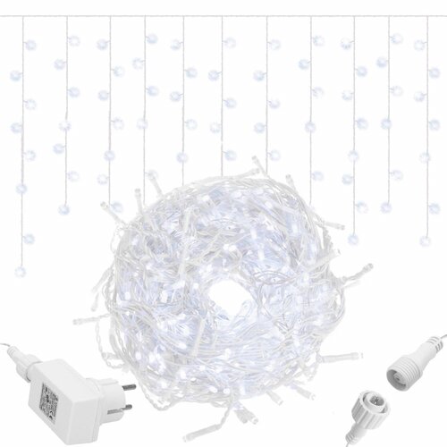 Springos zavjesa s kapljicama, 500 LED, 20 m, hladno bijela Slike