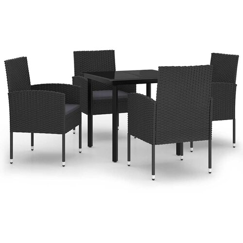  5-dijelni vrtni blagovaonski set crni Crna Dužina stola 80 cm Slike