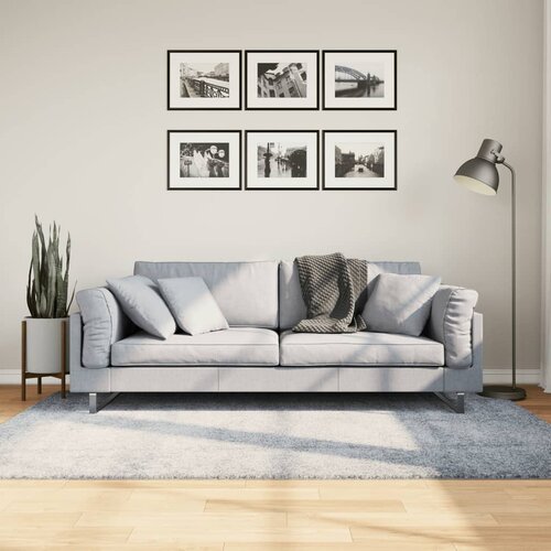 VidaXL Čupavi moderni tepih s visokim vlaknima plavi 140x200 cm Slike