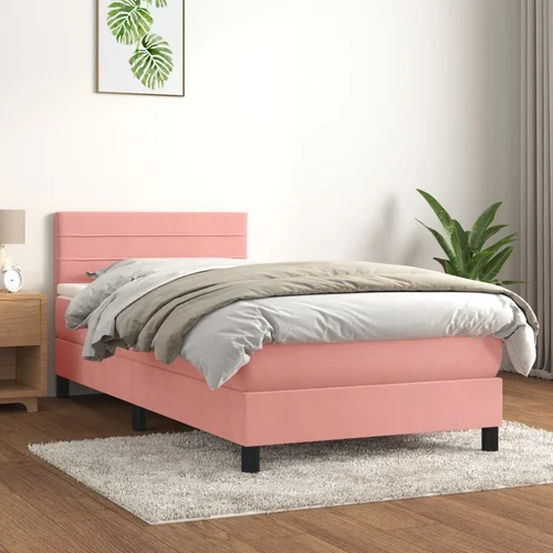 vidaXL Box spring krevet s madracem ružičasti 100x200 cm baršunasti