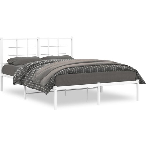 vidaXL Metalni okvir za krevet s uzglavljem bijeli 140 x 190 cm Cene