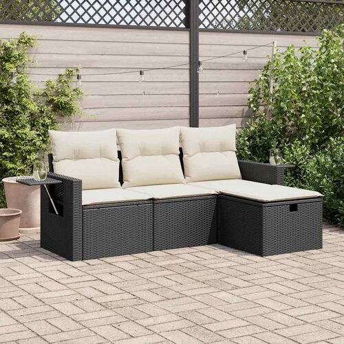  4-dijelni set vrtnih sofa od poliratana s jastucima crni Cijene