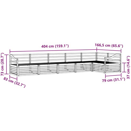  Set vanjskih sofa 6 kom. Prirodna Smeđa 404 x 166,5 x 73 cm Slike
