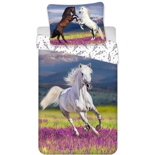 Jerry Fabrics Enojna bombažna otroška posteljnina 140x200 cm Horse "Meadow" – Cene