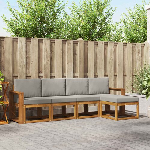  Set vanjskih sofa 5 kom. Prirodna i svijetlo siva Smeđa 257 x 63 x 73 cm Slike