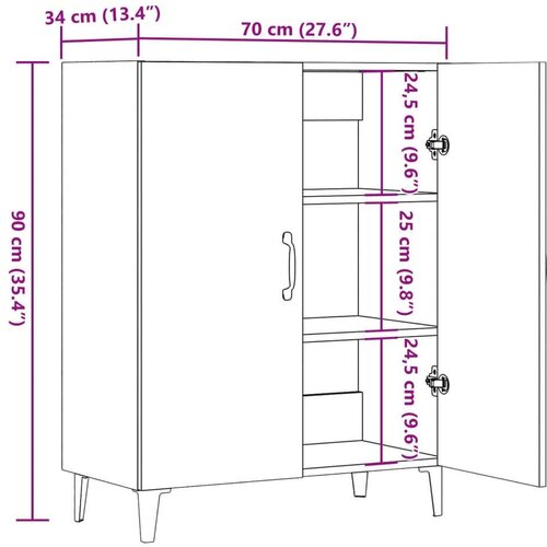 VidaXL Komoda boja hrasta artisan 70x34x90 cm od konstruiranog drva Slike