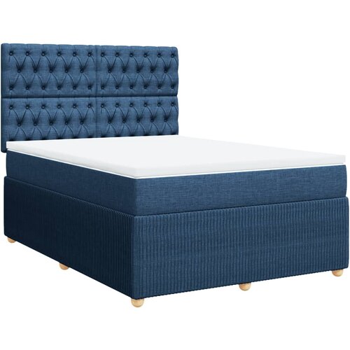 vidaXL Box spring postelja z vzmetnico modra 140x200 cm blago, (21310220) Cene