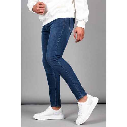 Madmext Blue Full Lycra Stonewashed Skinny Fit Men's Jeans 6327 Cene