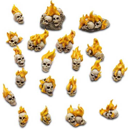 Green Stuff World Flaming Resin Skulls Set | Plamene smolaste lobanje set (30 kom, 1:48 razmera) Slike