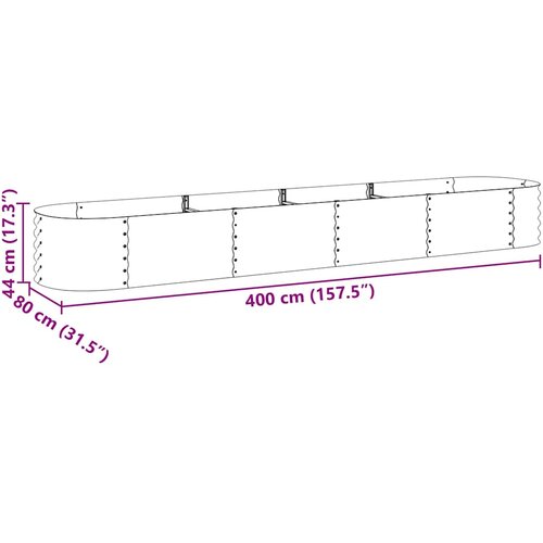  Vrtna sadilica od pocinčanog čelika 400 x 80 x 44 cm srebrna Slike
