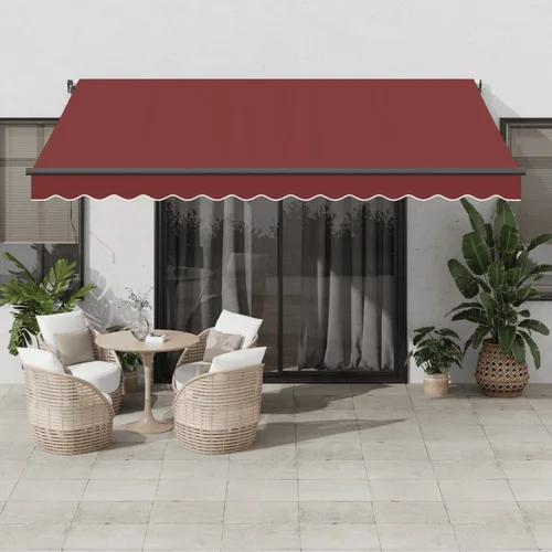 vidaXL Tenda na ručno uvlačenje bordo 400 x 300 cm