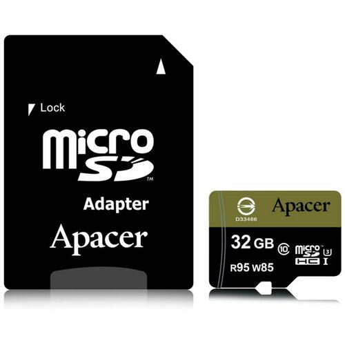 Apacer UHS-I U3 MicroSDHC 32GB class 10 + Adapter AP32GMCSH10U4-R memorijska kartica Slike