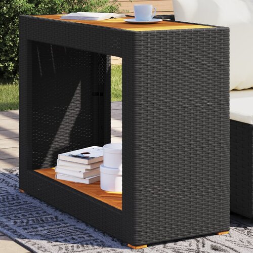 vidaXL Vrtni bočni stolić s drvenom pločom crni 100x40x75 cm poliratan Cijene
