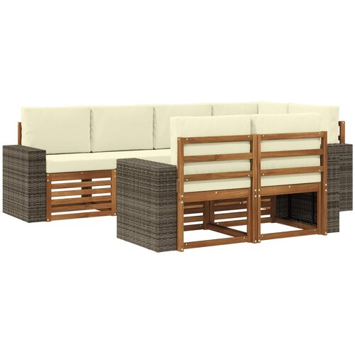 vidaXL Kotna sedežna garnitura z blazino 7 pcs Naravna in smetana, (5000283825) Cene