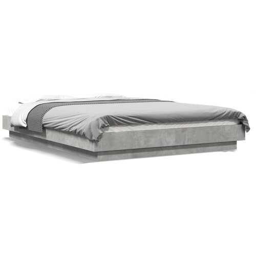  Okvir kreveta s LED svjetlima boja betona 120 x 190 cm drveni Slike