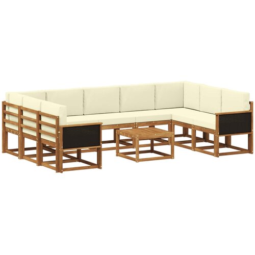 vidaXL Zunanja garnitura za sedenje 10 pcs Naravna in smetana, (5000282169) Cene