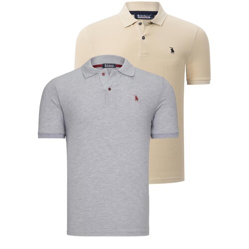 Dewberry DUO SET T8561 MENS TSHIRT-GREY-BEIGE Cene