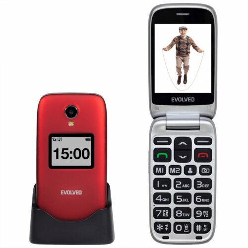 Evolveo - EasyPhone FS preklopni mobilni telefon za starije osobe 2.8" crveni Cene