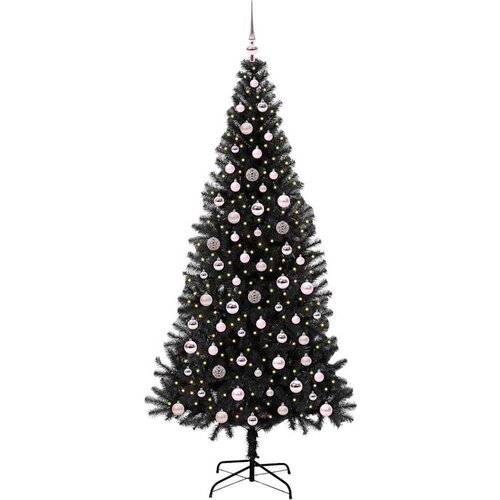 VidaXL Božićno drvce s 300 LED svjetlima s stalakom Crna 240 cm PVC Slike