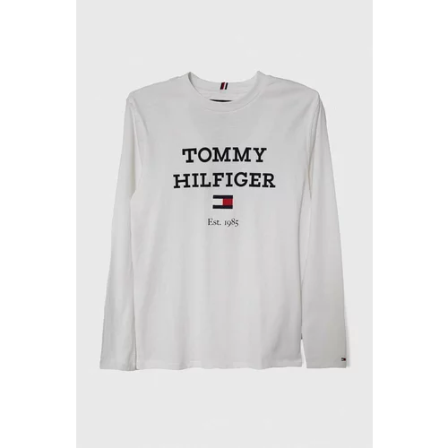 Tommy Hilfiger Otroška bombažna majica z dolgimi rokavi bela barva