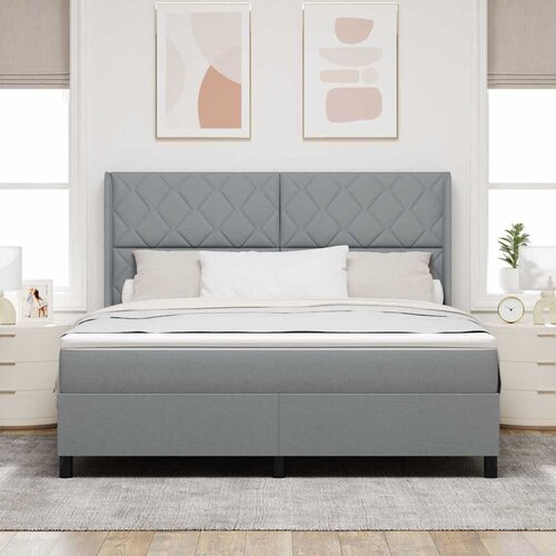  Krevet s opruga kutije Svijetlo siva 200 x 180 cm tkanina Slike