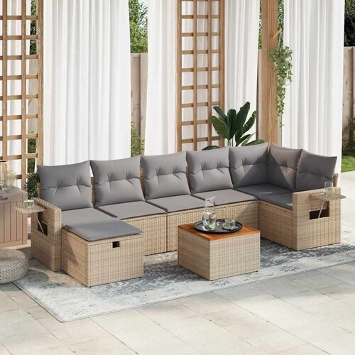 vidaXL 8-dijelni set vrtnih sofa od poliratana s jastucima bež Cijene
