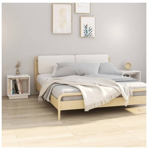  Noćni ormarići 2 kom bijeli 40 x 30 x 40 cm od masivne borovine Cijene