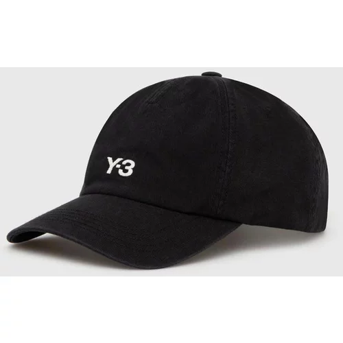 Y-3 Pamučna kapa sa šiltom Dad Cap boja: crna, s aplikacijom, IN2391