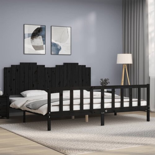  Okvir za krevet s uzglavljem crni 200 x 200 cm od masivnog drva Cene