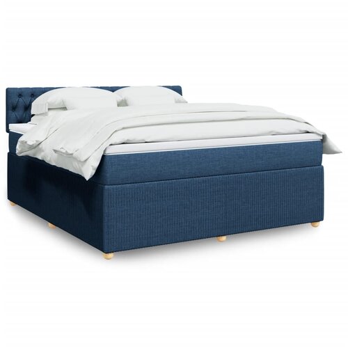 vidaXL Box spring postelja z vzmetnico modra 180x200 cm blago Cene