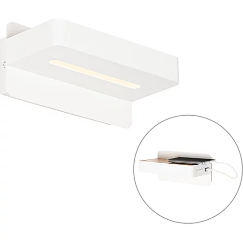 QAZQA Moderna stenska svetilka bela z LED z USB - Ted