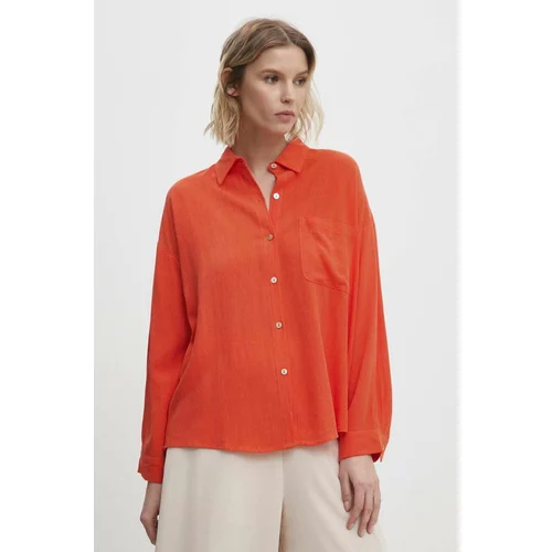 Answear Lab Lanena košulja boja: narančasta, relaxed, s klasičnim ovratnikom