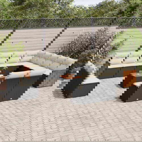 vidaXL 14-dijelni set vrtnih sofa s jastucima poliratan crni Cijene