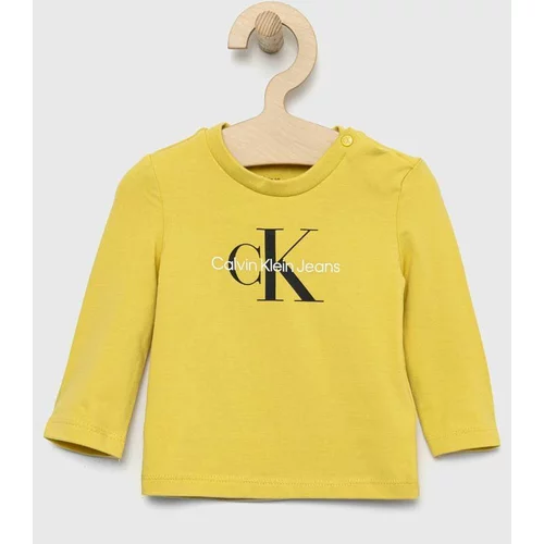 Calvin Klein Jeans Otroški longsleeve rumena barva